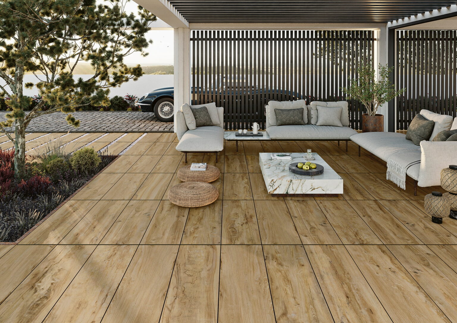 Dalle EFFET BOIS 40X120 - CARRELAGE SUR PLOT - WOODEN DARK BEIGE