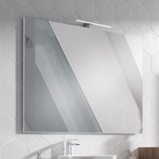 Miroir simple support bois Miroir plat contour bois laqué blanc (B) ou gris (G) 7 dimensions Dimensions : 600 mm, 700 mm , 800 mm , 900 mm, 1000 mm, 1200 mm, 1400 mm